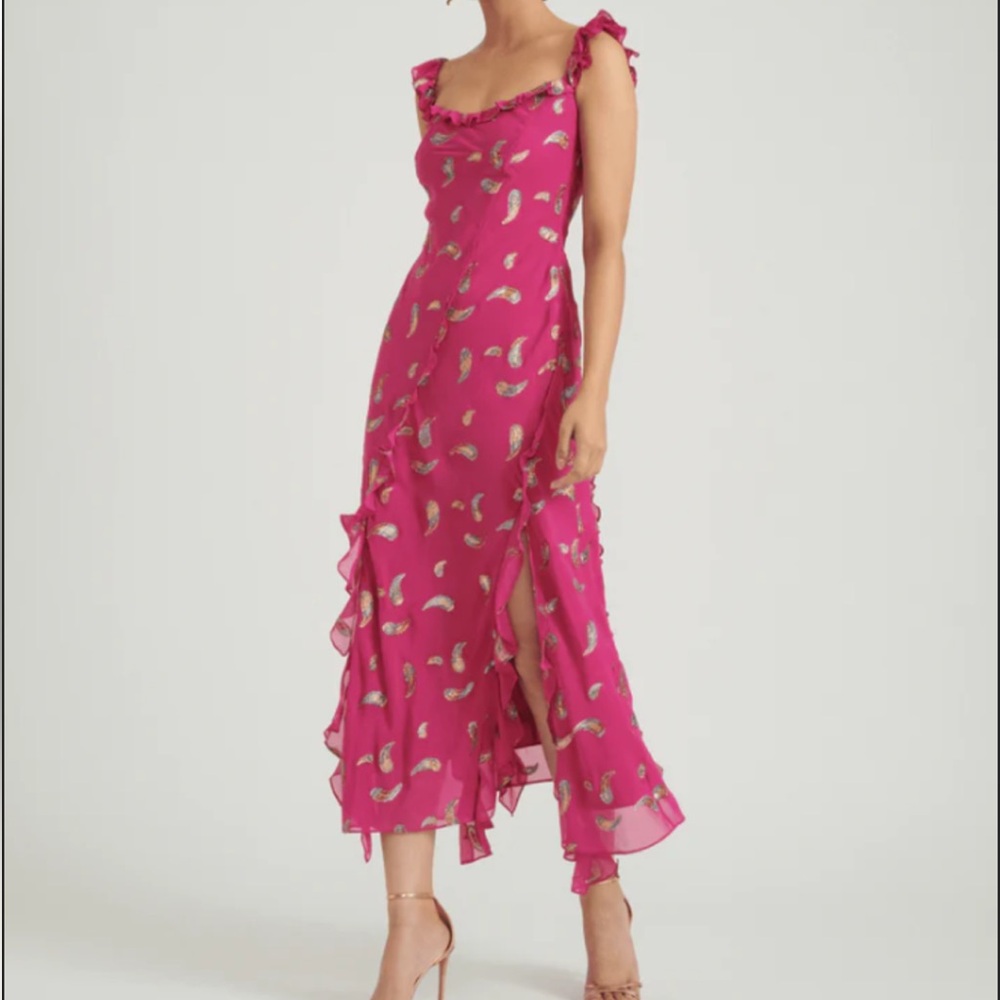 SALONI Azalea Dress in Fuchsia Rainbow size 0